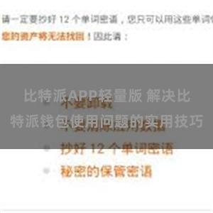 比特派APP轻量版 解决比特派钱包使用问题的实用技巧