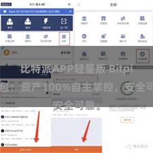 比特派APP轻量版 Bitpie钱包：资产100%自主掌控，安全可靠。